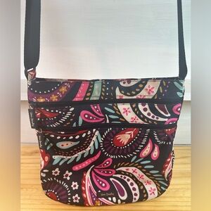 Vera Bradley Triple Zip Hipster Crossbody Shoulder Bag Blue / Pink Floral Print!